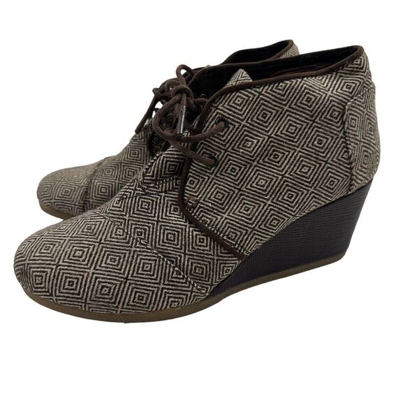Toms Desert Tan/Brown 690515 Ankle Bootie Boots Wedge Heels Women's Size 9.5 - Picture 1 of 12